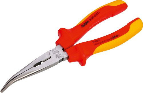 SAM Outillage 239-20TI Pince à bec demi-ronde coudé isolée 1000 V Longueur 200 mm