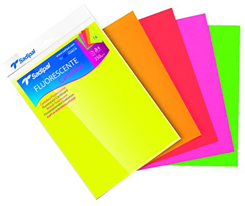 Sadipal 15429 Feinkarton, A4, fluoreszierende Farben, 5 Blatt