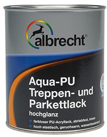 Albrecht Aqua-PU Treppen- und Parkettlack hochglanz 2,5 L, Farblos, 3400606250000002500