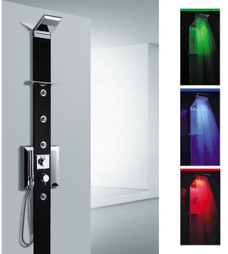 Colonna doccia Prisma 185 termostatico nera con cromoterapia
