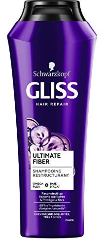 Schwarzkopf - Gliss – Ultimate Fiber Shampoo – überbeanspruchtes/sehr strapaziertes Haar – 89% Inhaltsstoffe natürlichen Ursprungs – Flasche mit 250 ml