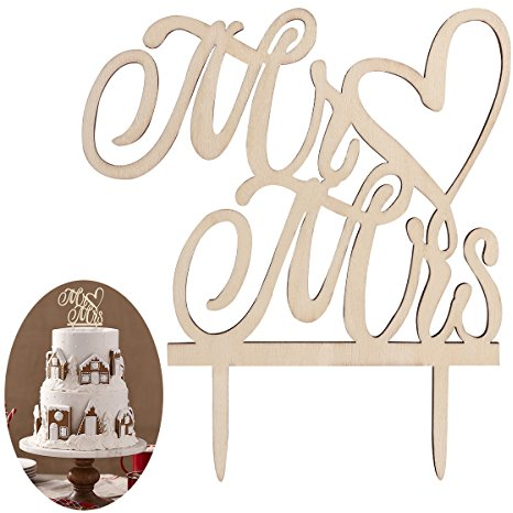 BESTOMZ Kuchendeckel Hochzeit Kuchen Topper Cake Topper Kuchendekoration (Holz Farbe)