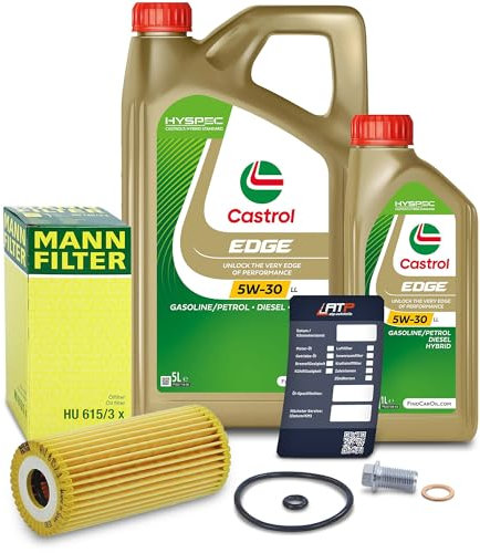1x Ölwechsel Set - MANN-FILTER ÖLFILTER + 6 L CASTROL EDGE TITANIUM FST 5W-30 LL
