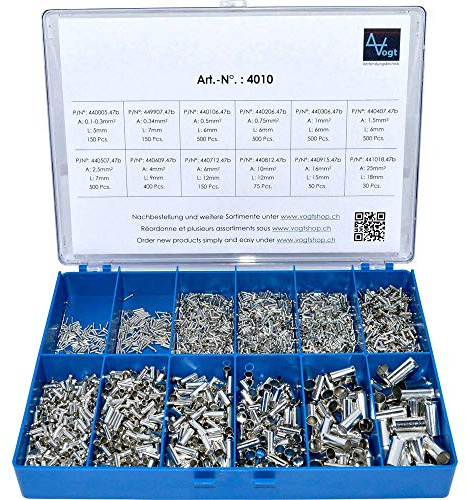 Vogt Verbindungstechnik 4010 Aderendhuelsen-Sortiment 0.10mm² 25mm² Silber 3405St.