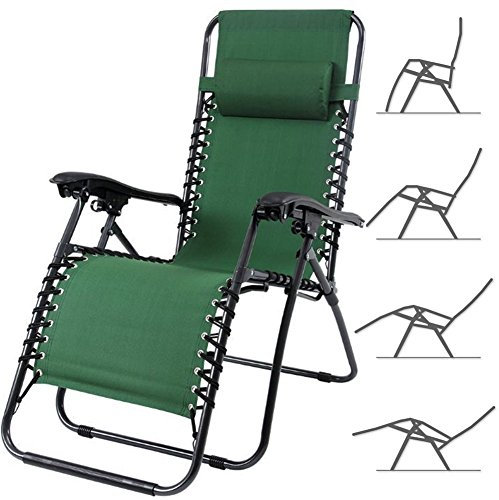 BAKAJI Sedia gravità Zero Sdraio da Giardino Poltrona Relax Pieghevole Salvaspazio Tubolari Acciaio 22mm Reclinabile Tessuto in Oxford, Mare Spiaggia Piscina Arredo Esterno (VERDE)