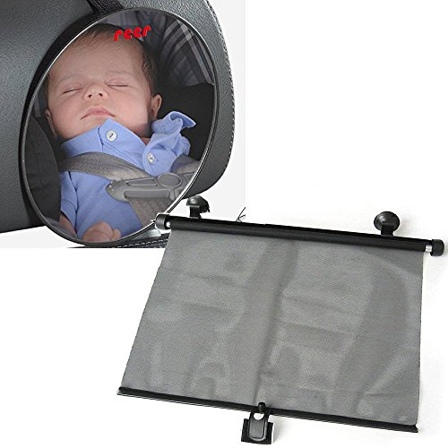 SafetyView Reboarder & Babyschale Travel Pack // 2er Set // Auto -Reboard -Sicherheitsspiegel SafetyView & Auto-Sonnenrollo schwarz //