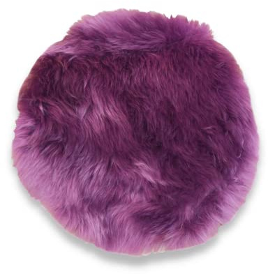 Leibersperger Lammfell Sitzkissen rund Ø 40cm – Echtes Merino Lammfell – rutschfest – Gemütlich und wärmend – Optischer hingucker – Lange Haltbarkeit (lila)