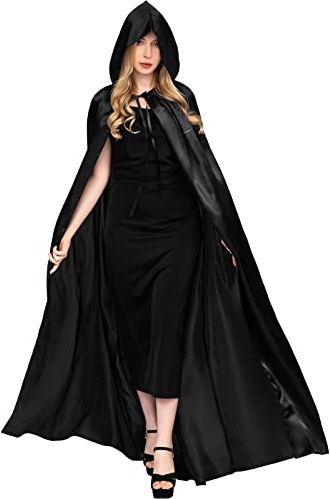 Myir Unisex Umhang mit Kapuze, Halloween Umhang für Erwachsene Cosplay Vampir Kostüm Halloween Kostüm (Schwarz, L)