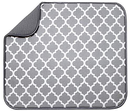 LouisaYork - Alfombrilla de microfibra para secar platos, diseño ligero, absorbente, ahorro de espacio, escurridor de cocina, secado rápido, 40 x 30 cm, color blanco