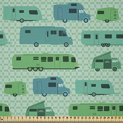 ABAKUHAUS Wohnmobil Stoff als Meterware, Plätze und Wohnwagen, Microfaser Multi Zweck Dekostoff für Kunsthandwerke, 3M (230x300cm), Mintgrün Grün und Blau