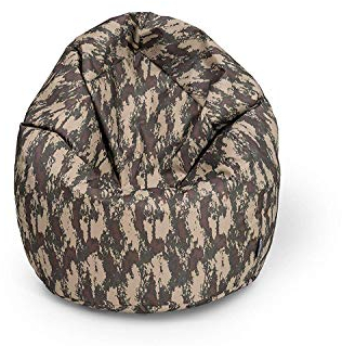 BuBiBag Sitzsack L - XXL 2 in 1 mit Füllung Sitzkissen Topfenform Bodenkissen Kissen Sessel BeanBag (145 cm Durchmesser, Camouflage)
