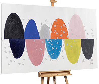 KunstLoft® XXL Gemälde 'Bunte Hügellandschaft' 180x120cm | original handgemalte Bilder | Geometrische Kunst Bunt | Leinwand-Bild Ölgemälde einteilig groß | Modernes Kunst Ölbild