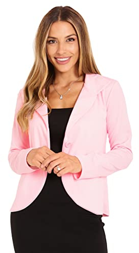 KRISP Elegante Giacca da Abito Blazer Classico da Donna per Ufficio Casual Camicetta, Rosa, 42, 3558-PNK-10
