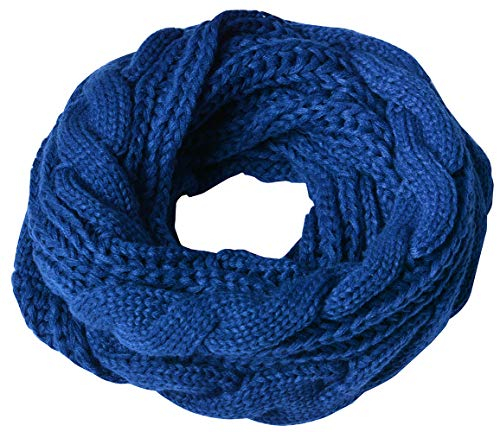 Miobo Strick Loop Schal, Zopf Muster Winterschal, Wolle warmen, Hochwertiges, Unisex mit Einheitsgröße (Blau)