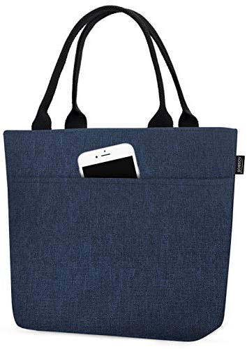 Kühltasche Klein Leicht Lunch Tasche Isoliertasche zur Arbeit Schule Faltbar Wasserdicht Reißverschluss Blau