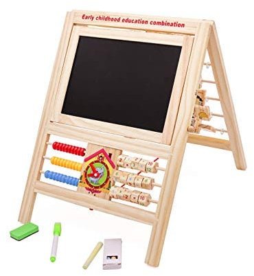 HYGRAD® 7 in 1 Kids Educational Easel Blackboard Multi-Activity Drawing Board Alphabet Numbers WhiteBoard