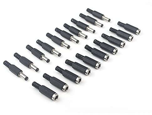 Taikuwu 10 Pairs 5,5 mm x 2.1 mm Connecteurs Jack de Prise d'alimentation Mâle CC de - Femelle Connecteur 5.5mm x 2.1mm Alimentation Fiche à Souder
