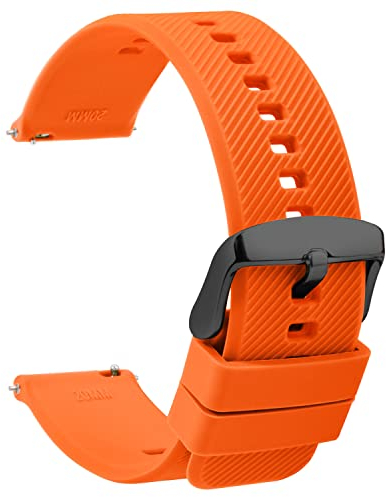 TStrap Montres Bracelets Silicone 20mm - Remplacement Bracelet de Montre Étanche à Dégagement Rapide en Caoutchouc Orange - Plusieurs Couleurs pour Hommes Femmes Smartwatch Sport - 18mm 22mm