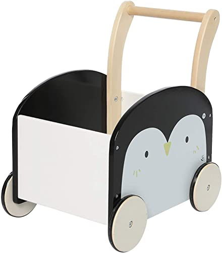 labebe Kinder Lauflernwagen Holz, Baby Pinguin Lauflernhilfe Mit Stauraum für 1-3 Jahre,Gehfrei/Laufwagen/Toddler Push & Pull Toys/Spielzeug/Kinderwagen/Activity Babywalker