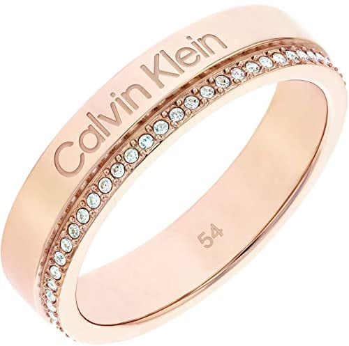 Calvin Klein Ring für Damen Kollektion MINIMAL LINEAR aus Roségold, Verziert mit Kristallen - 35000202C