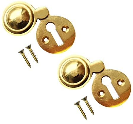 TERF® Polished Brass Victorian Escutcheon Covered 35mm Keyhole Cover Escutcheon including Fixing Screw - Pack of 2