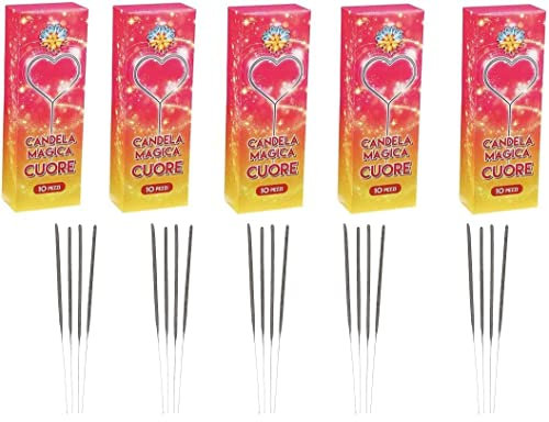 100 CANDELINE MAGICHE (50 SCINTILLE LUMINOSE a forma di cuore + 50 SCINTILLE LUMINOSE classiche da 26 cm) SCINTILLANTI PER MATRIMONIO COMPLEANNO CAPODANNO