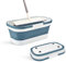 Goderewild Collapsible Plastic Bucket with Wheels 12L (3.17 Gallon) for House Cleaning, Camping, and RV - Multi-Purpose Rectangular Handy Basket for Cleaning Mop - Lightweight and Portable (Blue, 12L)