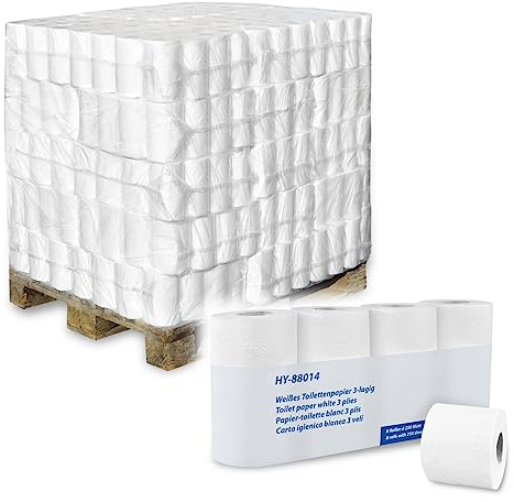 Hypafol Toilettenpapier mit Blumenprägung, 3-lagig | Vorratspack mit 1848 Rollen | 7x 8 Rollen à 250 Blatt | extra weich und reißfest | aus hochwertigem weißem Zellstoff
