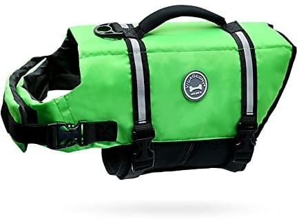 VIVAGLORY Rip Stop Schwimmweste Hund, Hundeschwimmweste, Schwimmhilfe & Auftrieb, Rettungsweste Hund für Bootfahren, XXS, Neon-Grün