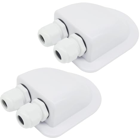HISports Lot de 2 conduits de Toit pour Camping-Car, Vis d'Entrée de Câble Solaire Étanches IP68 - Tuyaux de Toit ABS pour Panneaux Solaires, Camping-Cars, Caravanes, Bateaux - Blanc
