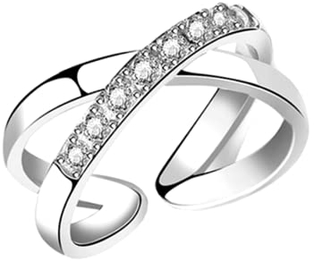 Rhodium auf Sterling Silber Unendlichkeit Ewigkeit Liebesknoten Criss Cross CZ Ring One Size Sterling Silber Rhodium Cubic Zirkonia, One Size, Sterling Silber Rhodium Zirkonia, Zirkonia