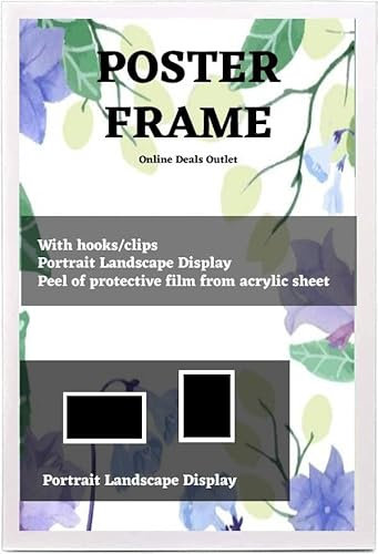 Online Deals Outlet Set of 2 White Frames Display B4-25 × 35 cm With Crystal Clear Aclyric Front Photo Frame Poster Frame Metal Hangs Wall Mounting