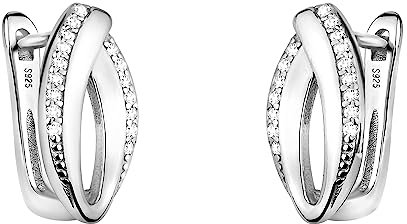 SOFIA MILANI - Boucles d'Oreilles pour Femme en Argent 925 - avec Pierre de Zircon - Clou d'Oreille en Forme d'Ovale - E2048