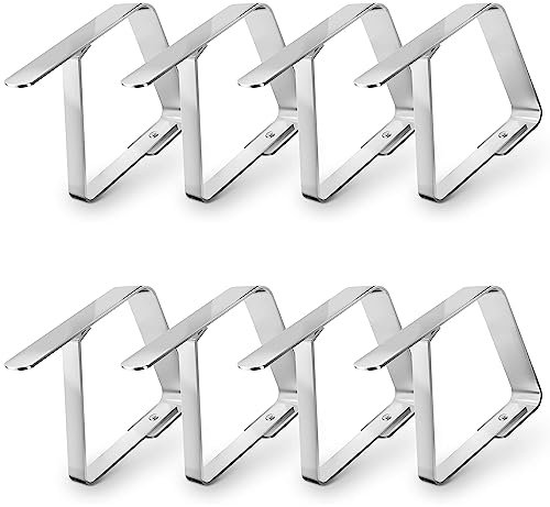 Balinco Tischdeckenklammern 8er Set aus Edelstahl, Hochwertig, Robust, Rostfrei – Tischdeckenhalter, Tischklemmen, Tischklammern, Tischtuch Clips