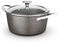 Tower T900204 Cerastone Pro 24cm Forged Aluminium Casserole Dish with Tempered Glass Lid, Non-Stick Coating, Graphite