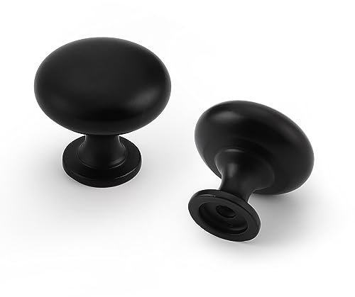 Probrico 6 Pièces Bouton de Meuble, Tiroir de Poignée avec 2 Vis de Taille, Noir Meuble Poignées, Poignées de Tiroir Rondes, Boutons de Porte pour Cuisine, Bureau, Chambre, Placard (30mm)