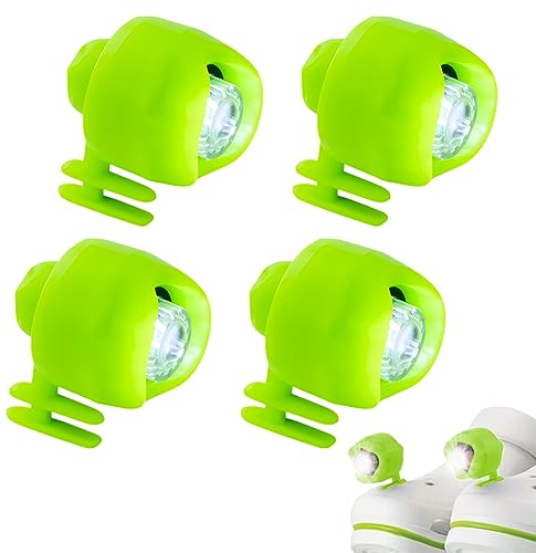 Scheinwerfer für Croc Wiederaufladbare Schuhlampen - WASAGA 4 stück LED Freisprecheinrichtung Tragbare Schuhe Taschenlampen 3 Modi zum Wandern, Gehen, Laufen, Spazierengehen mit dem Hund (Grün)
