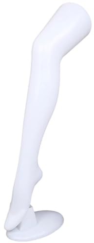 Strumpfbein für die Präsentation von Strümpfen und Socken, Dekobein - Weiblich, 74 cm Dekofuß mit Ständer, Schaufensterpuppe - Bein mit lebensechten Form, Sockenbein - Farbe Weiß