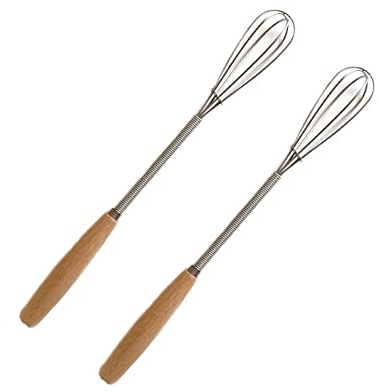 Mini batidor de alambre de acero inoxidable pequeño batidor de huevos espumador de cocina batidor de huevos pequeño batidor con mango de madera de 20 cm para batir, batir, mezclar ingredientes,