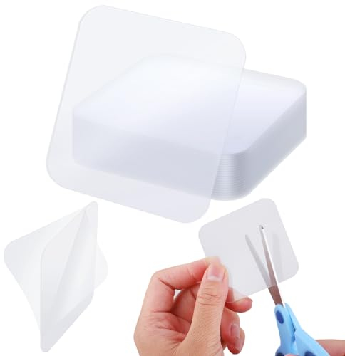 Andibro Quadratische doppelseitige Klebepads, 20 Stück transparentes zweiseitiges Klebeband robustes Wandmontageband, nicht abfärbendes klares, vorgeschnittenes quadratisches Klebeband für Teppich