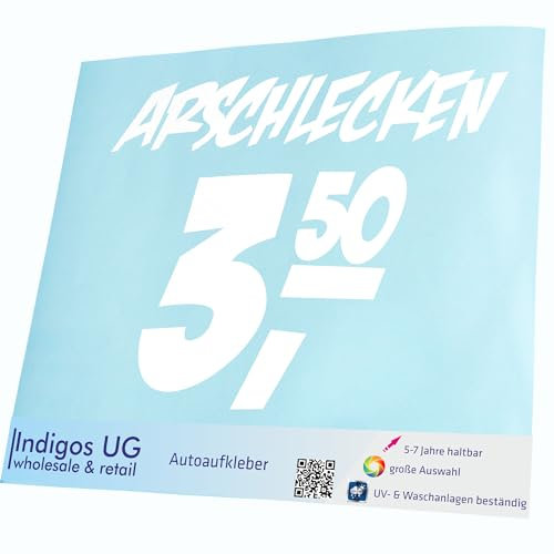 INDIGOS UG Auto Aufkleber Auto - 300x214 mm - Arschlecken - weiß - Selbstklebender Sticker für Auto, Fenster, Bus oder LKW - UV-beständig & wetterfest