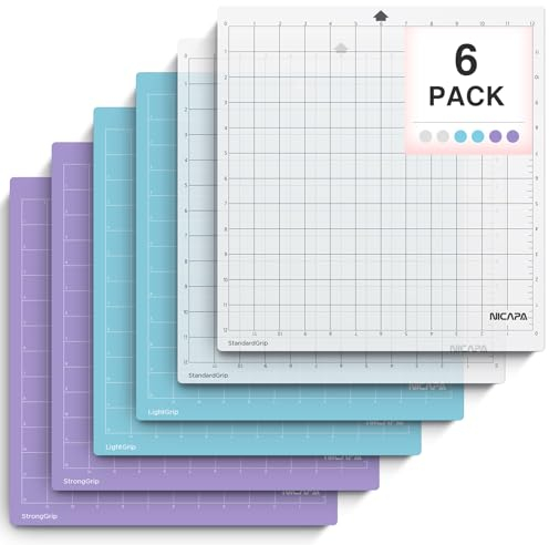 NICAPA Cameo 5 Schneidematte 30cmx30cm für Silhouette Cameo 4/3/2/1, [6 Stück] Varietygriff Ersatzmatten zubehör, kleber, rutschfeste, flexible und gerasterte für Karten,Papier,Vinyl schneide