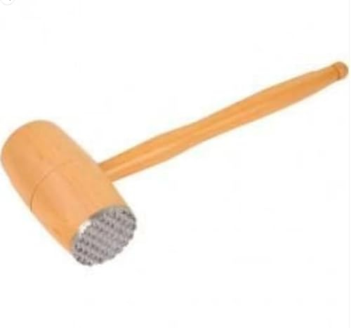Wooden Meat Tenderizer Mallet, 25cm - Essential Kitchen Gadgets, Perfect as Meat Grinder & Slicer, Meat Hammer with 10cm Head Width, Pointed Round Teeth Steak Hammer