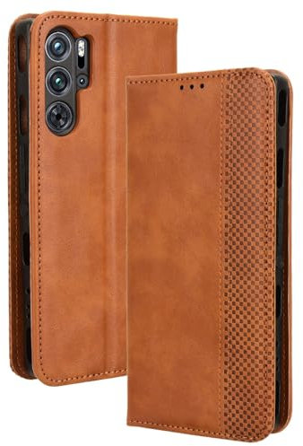 Tuxiwei Schutzhülle für Nubia RedMagic 9 Pro+ Plus 17,3 cm (6,8 Zoll), ZTE Red Magic 9Pro, gewebtes Kunstleder, Folio-Schutzhülle mit Ständer, Magnetverschluss, Kartenfächer, stoßfest, Fallschutz,