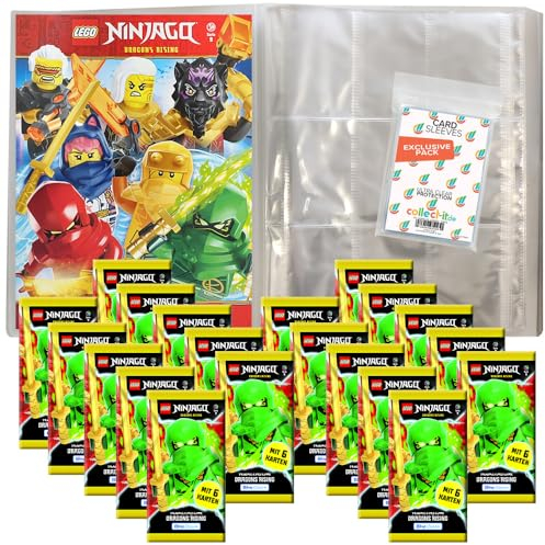 Bundle mit Lego Ninjago Serie 9 Trading Cards - 1 Leere Sammelmappe + 20 Booster + Exklusive Collect-it Hüllen