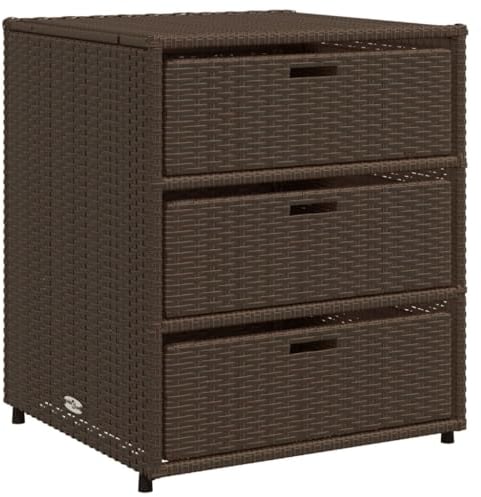 vidaXL Gartenschrank, Geräteschrank mit viel Stauraum, Beistellschrank Schrank mit Türen, Balkonschrank Terrassenschrank, Braun Poly Rattan