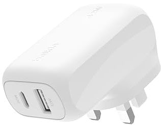 Belkin BoostCharge 42W Dual Port Wall Charger, USB-C + USB-A Charger Fast Charging for iPhone 16, 16 Plus, 16 Pro, 16 Pro Max, iPhone 15, Galaxy S24, Plus, Ultra, iPad, Pixel, AirPods & More - White