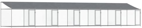 vidaXL Gabbia Cani con Tetto e Porte Grigia 12x2x2 m Acciaio Zincato