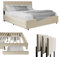 Juskys Samt Polsterbett Soria 180x200 cm mit Lattenrost & Schubladen - modernes Bett - Kopfteil höhenverstellbar - Jugendbett - Doppelbett Beige