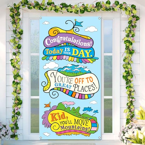 Oh The Places You'll Go Door Cover Graduation Travel Theme Party Decor Front Door Porch Banner Photography Decoration